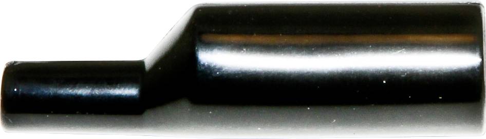 Un adaptateur métallique cylindrique de couleur noire, avec une extrémité plus large et une autre plus étroite, est posé horizontalement.