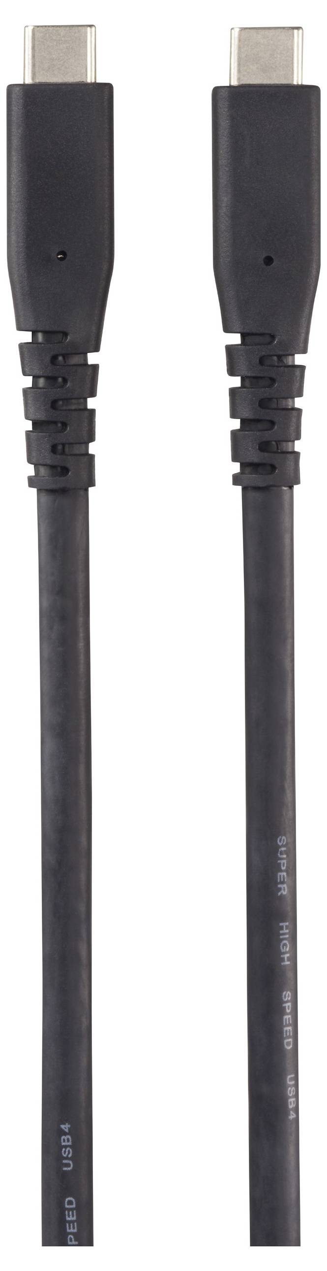 Deux câbles USB-C noirs, disposés côte à côte, sur un fond blanc.