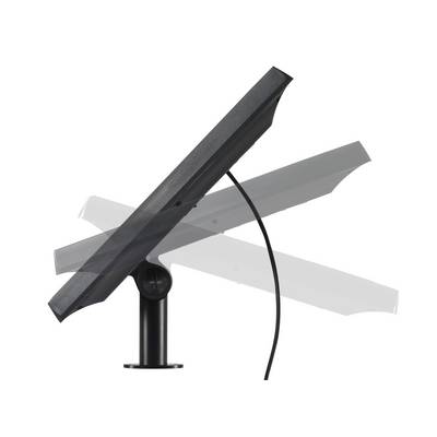 Antenne noire pivotante avec mât à différents angles d'inclinaison.