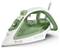 Un fer à repasser Tefal vert et blanc avec fonction vapeur.