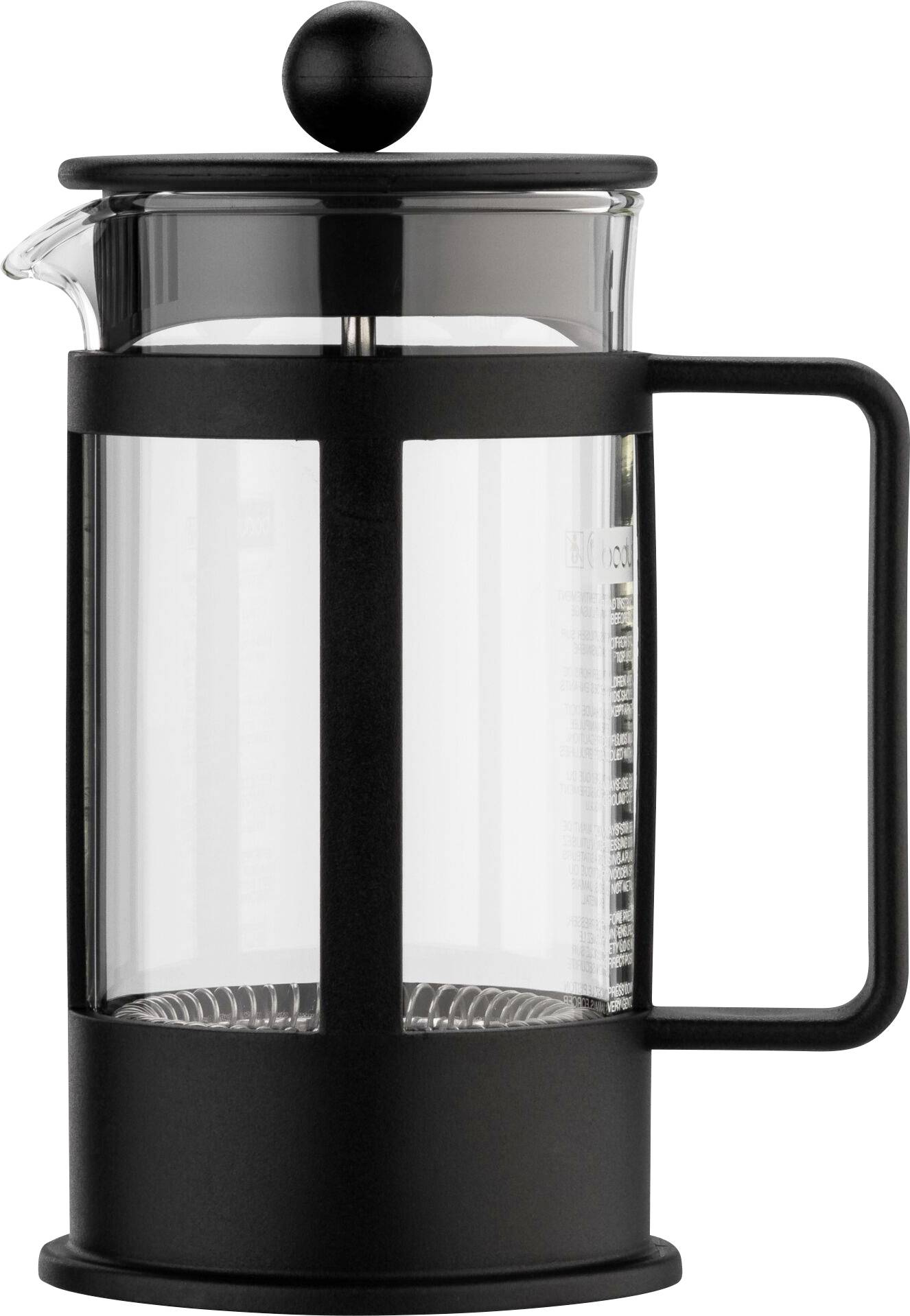 bodum BRS/PL PRESS KENYA Cafetière à piston transparent, noir Nombre de tasse=3 verseuse en verre