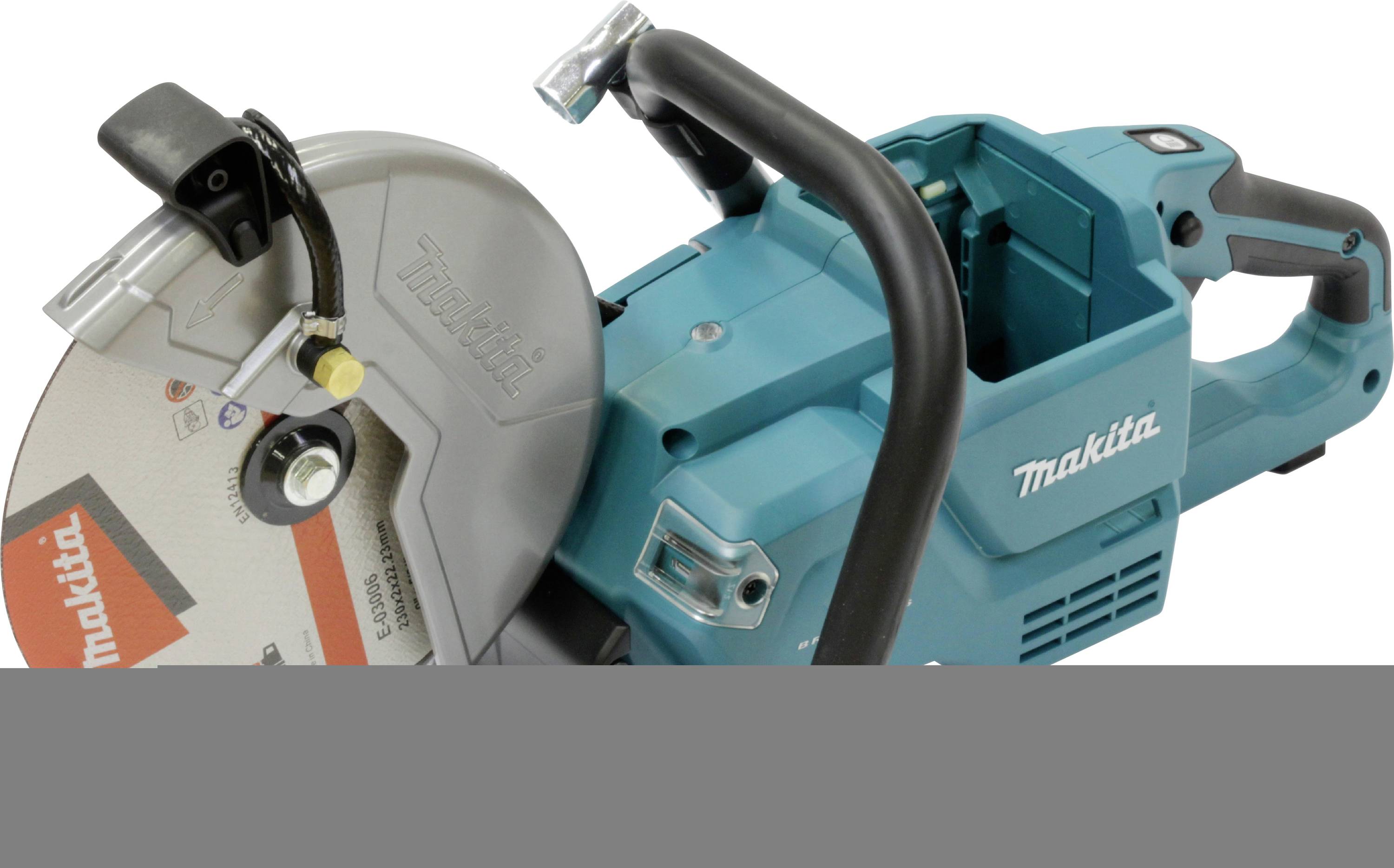 'Meuleuse d'angle sans fil Makita avec disque à tronçonner, adaptée pour des coupes précises dans les projets de construction.'