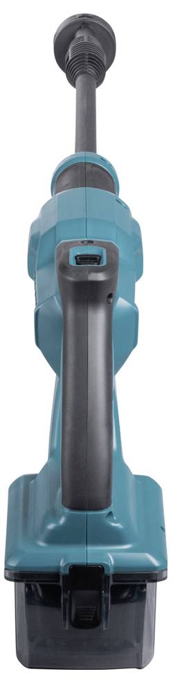 Un aspirateur à poussière bleu avec une poignée noire et une longue buse, adapté pour nettoyer des endroits étroits ou difficiles d'accès.