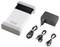 Un chargeur blanc et noir de Voltcraft avec deux câbles USB et une fiche secteur. Idéal pour charger divers appareils.