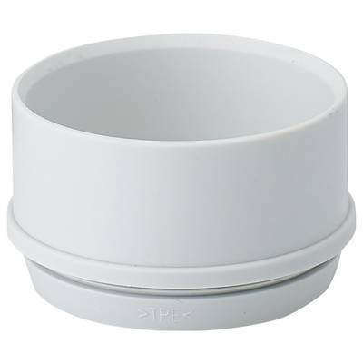 Récipient en plastique gris, rond, avec un fond fermé. Il présente des parois lisses et porte l'inscription 'TPE'.