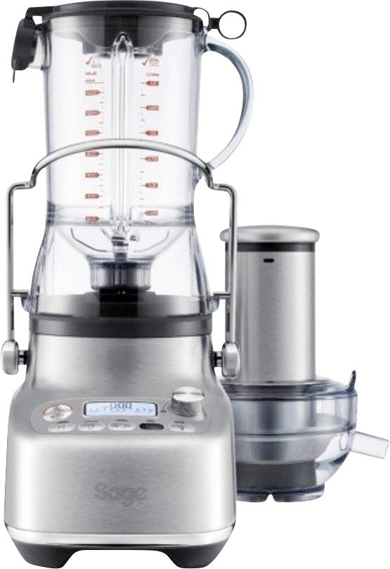 Robot de cuisine avec boîtier en acier inoxydable, mixeur intégré et accessoire de transformation pour une polyvalence en cuisine.