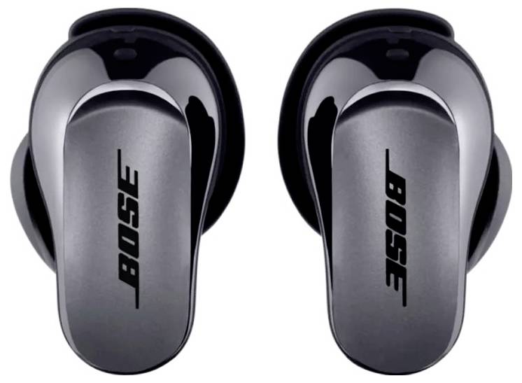 Écouteurs sans fil noirs avec le logo 'Bose' sur chaque côté.