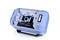 Un PC gaming bleu avec un couvercle latéral transparent montre le matériel interne, comprenant notamment une carte graphique XLR8 GeForce RTX.