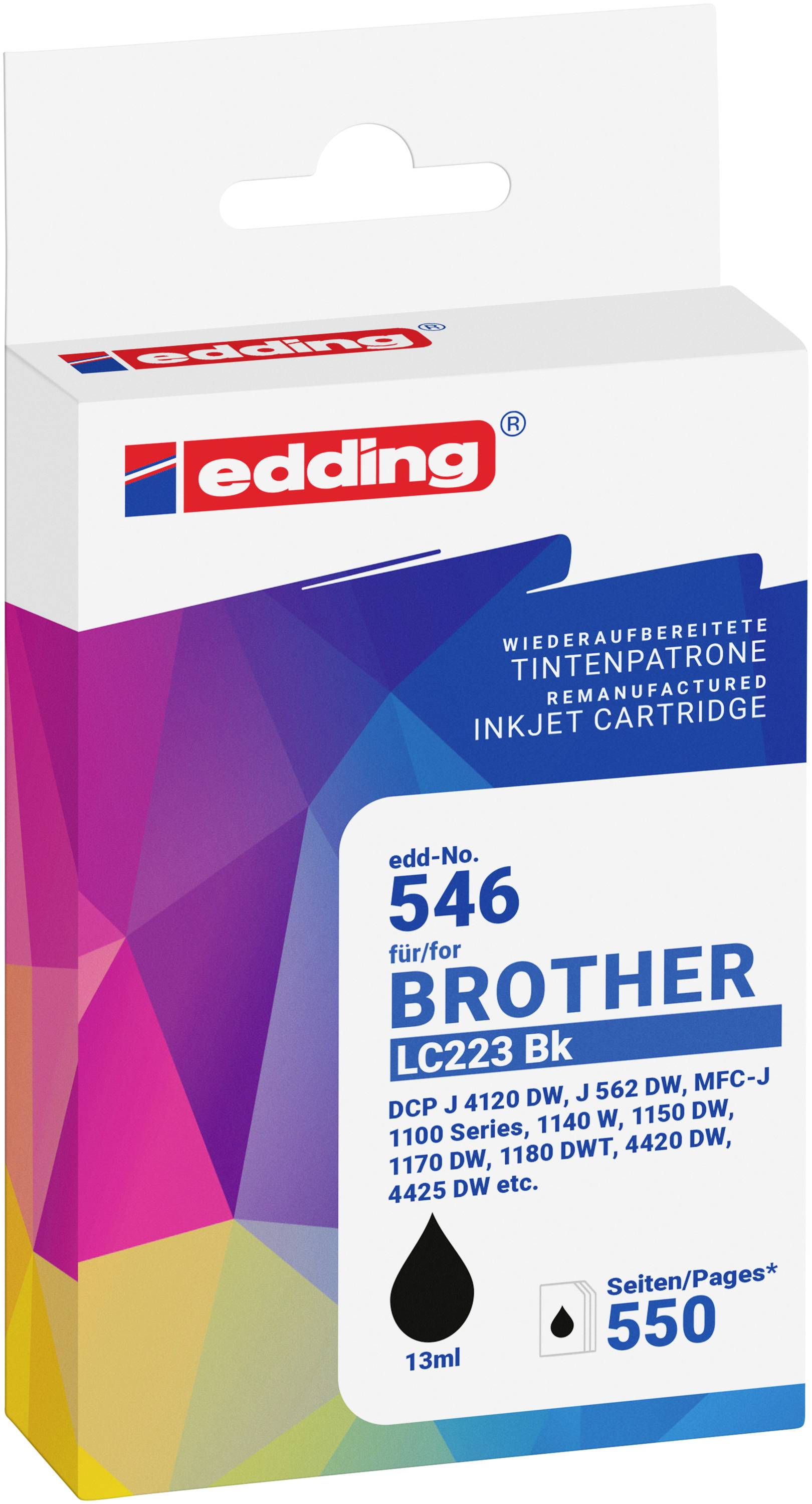 Edding Encre remplace Brother LC223BK compatible noir EDD-546 18-546-01