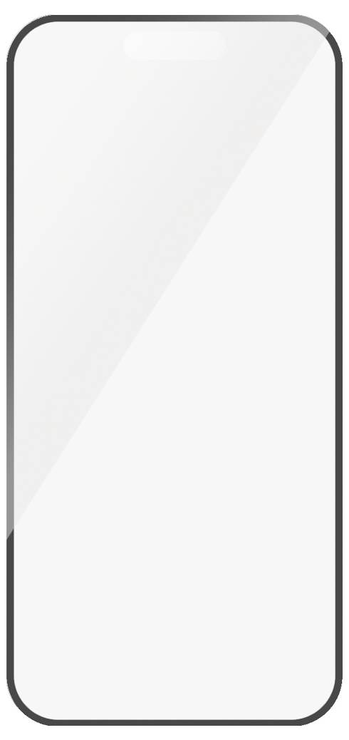 Un écran de smartphone vide aux coins arrondis et au cadre discret, sans applications ni contenus visibles.