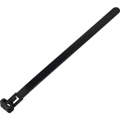 Un collier de serrage noir, souvent utilisé pour regrouper et attacher des câbles ou des objets.