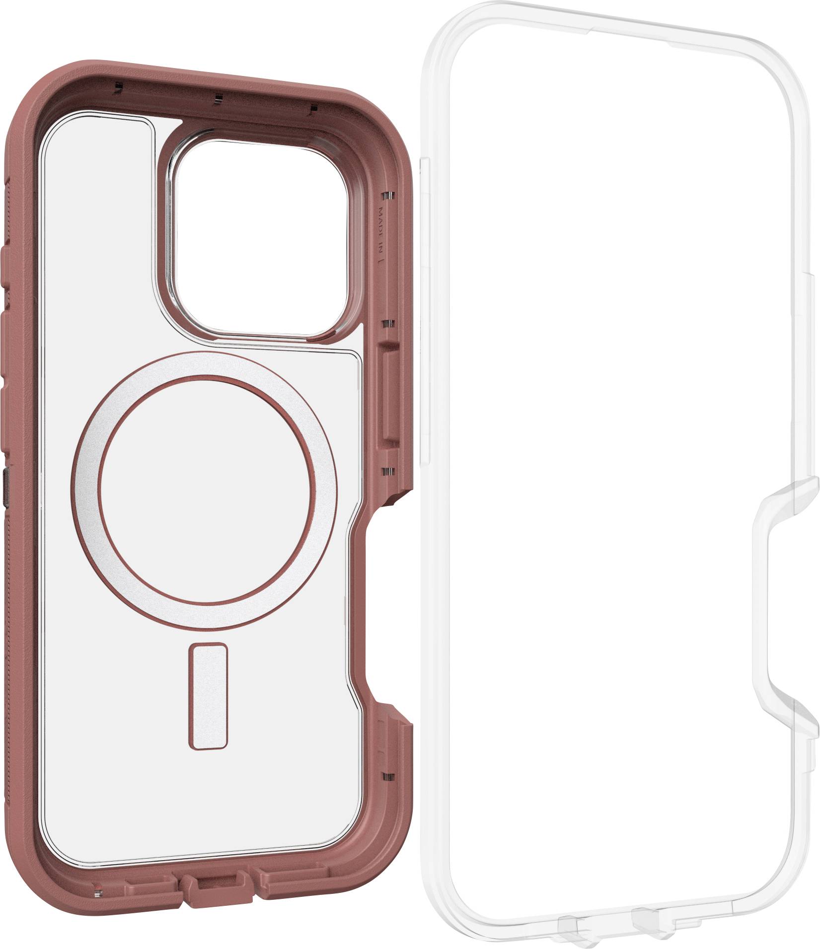 Otterbox Defender XT Coque arrière Apple iPhone 16 Pro rouge, transparent compatible avec MagSafe, résistant aux chocs 77-96116