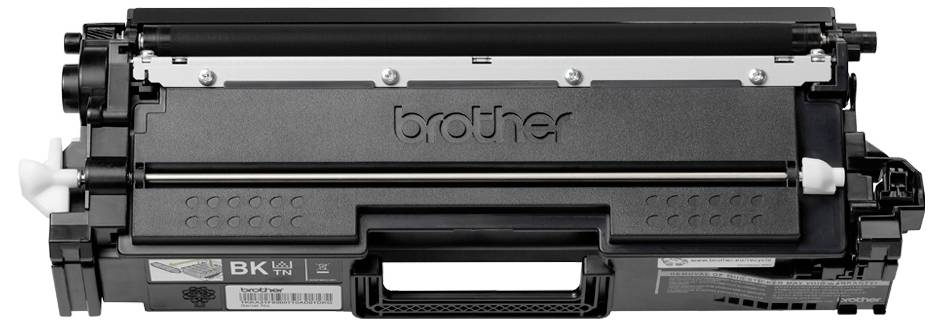 Une cartouche de toner noir pour imprimante 'Brother', étiquetée 'BK TN-433', destinée aux imprimantes laser, dotée d'une poignée à l'avant pour un retrait facile.