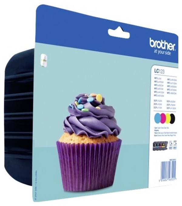 Brother Encre LC123 d'origine pack bundle noir, cyan, magenta, jaune LC123VALBP