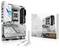 Carte mère ASUS ROG Strix Z790-A Gaming WiFi au design blanc et gris, présentée à côté de son emballage avec des câbles et des accessoires.