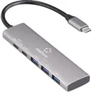 Renkforce RF-6676604 Hub USB 3+1 ports USB-A, USB-C® USB 3.2 Gen1 5 GBit/s boîtier en aluminium, port de charge USB-C® P