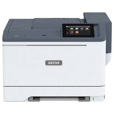 Une imprimante avec un écran numérique affichant différentes options d'impression. Le logo Xerox est visible sur l'avant de l'appareil.
