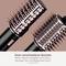 Deux brosses à cheveux en noir et rose avec le texte : « Deux types de poils différents. Plus de douceur et d'éclat. Moins de frisottis et de cheveux volants. »