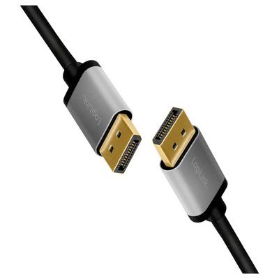 Deux câbles noirs avec des connecteurs dorés. Ces câbles sont destinés à la connexion d'appareils, probablement des câbles DisplayPort.