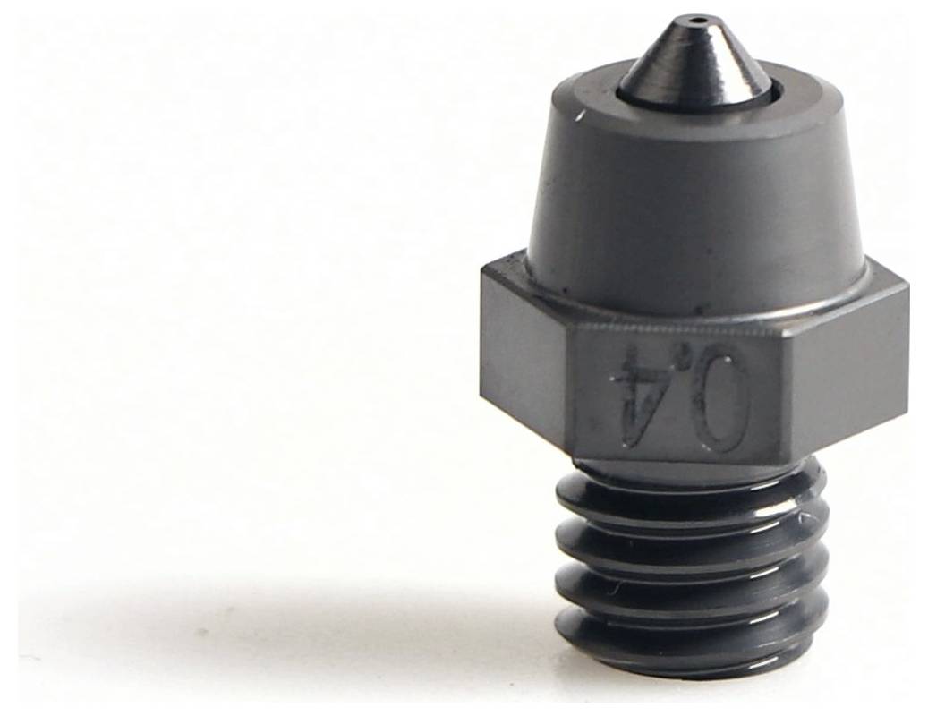 Raccord ou adaptateur fileté noir avec base hexagonale et embout conique sur fond blanc.
