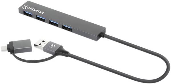 Manhattan 181006 Hub USB 4 ports USB-A USB 3.0 5 GBit/s  gris sidéral 181006