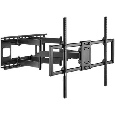 Support mural TV pivotant en noir, adapté aux grands téléviseurs et permettant un ajustement flexible des angles de vue.