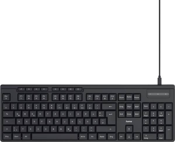 Hama CK-200 USB Clavier allemand, QWERTZ noir touches multimédia