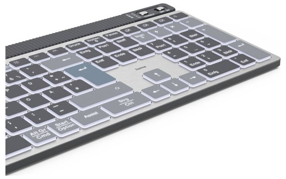 Un clavier moderne avec des touches plates, comprenant des touches de fonction et un pavé numérique. Utilisé pour l'écriture et le traitement de données.