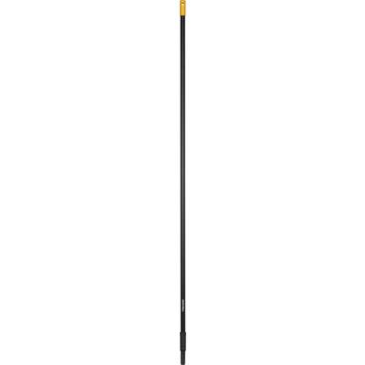 Manche de carbone noir avec embout et poignée orange. Idéal pour une utilisation en extérieur, offrant stabilité lors de la randonnée ou du trekking.