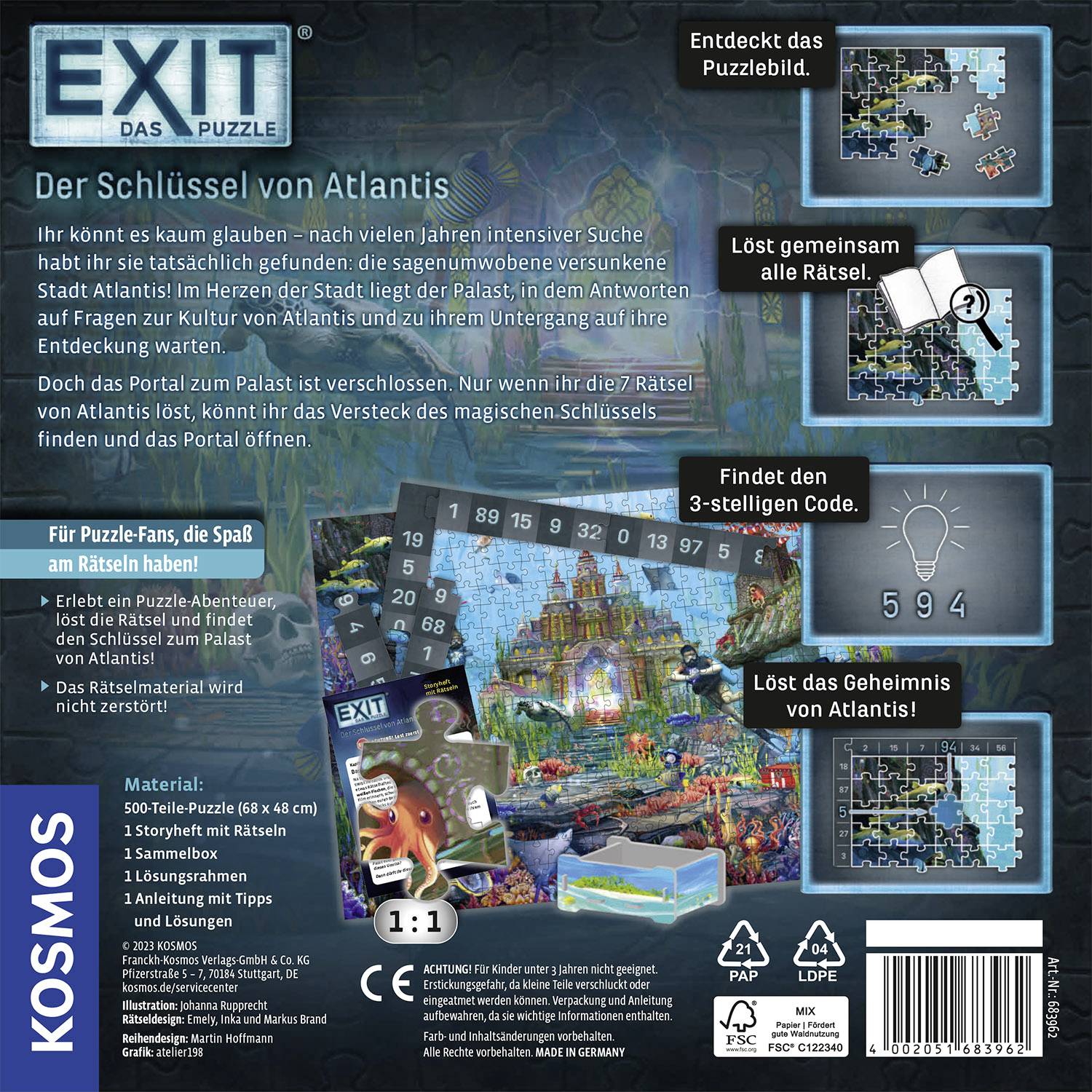 'Exit : La Clé d'Atlantis. Résolvez ensemble des énigmes pour ouvrir le portail vers la cité engloutie.'