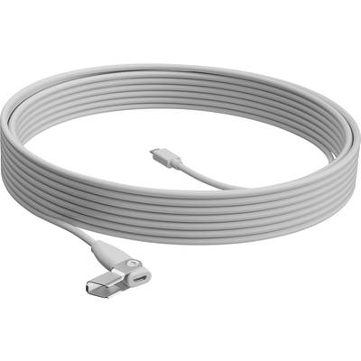 Un câble USB-C vers USB-C blanc et long, avec une fiche coudée à une extrémité, adapté pour la charge et le transfert de données.