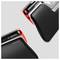 Souris d'ordinateur au design ergonomique, avec repose-paume et support de stylet, en noir et rouge. Adaptée pour une utilisation confortable.