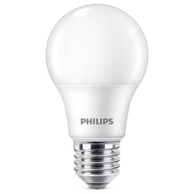 Une ampoule LED blanche portant l'inscription 'Philips', reprenant le style classique d'une ampoule à incandescence avec un culot E27.