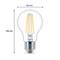 Lampe LED de Philips, forme ampoule. Dimensions : 60 mm de largeur, 106 mm de hauteur. Filament visible, convient pour l'éclairage général.