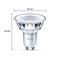Une ampoule LED Philips avec douille GU10. Dimensions : 50 mm de diamètre, 54 mm de hauteur. Idéale pour un éclairage économe en énergie.