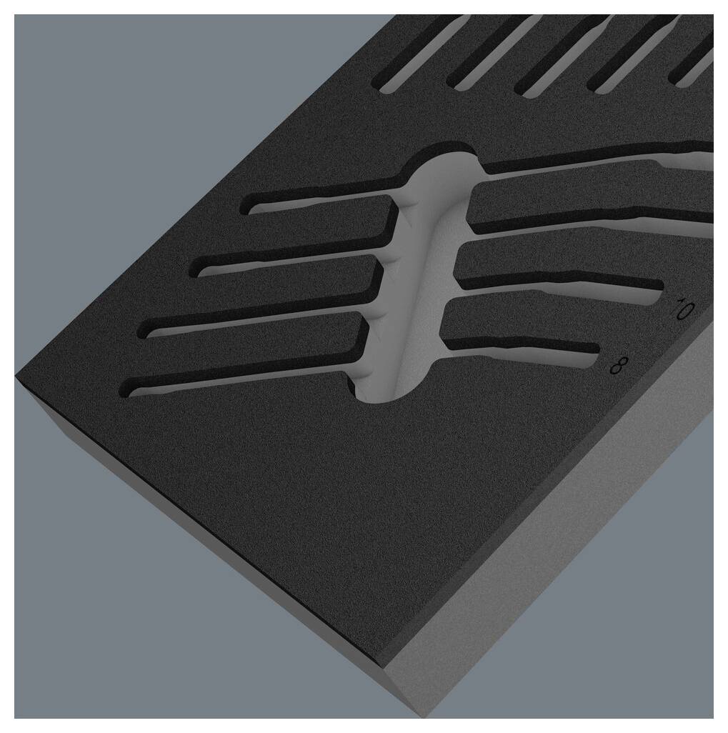 Grille noire sur fond gris, évoquant une structure de nervures stylisée et asymétrique.