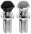 Deux microphones avec des capsules de couleurs différentes, noir à gauche et argenté à droite, sur un cylindre chromé.