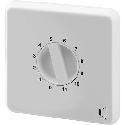 Un bouton de volume blanc sur le mur, numéroté de 0 à 11, avec un petit symbole de haut-parleur en bas à droite.