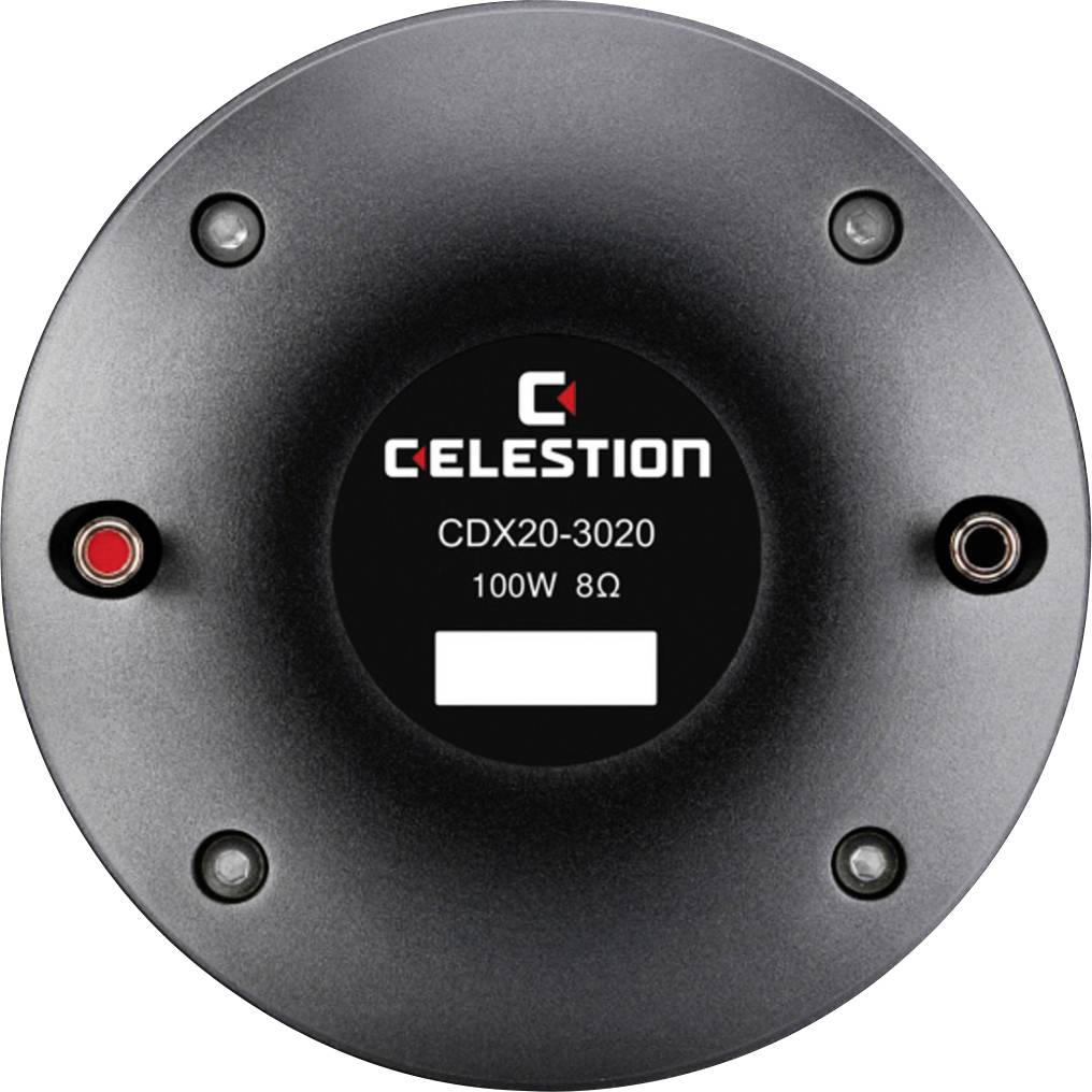 Pilote de haut-parleur noir portant l'inscription 'Celestion CDX20-3020, 100W, 8Ω'.