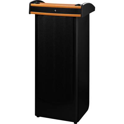 Poubelle avec couvercle orange et boîtier noir, adaptée pour les espaces intérieurs et extérieurs.