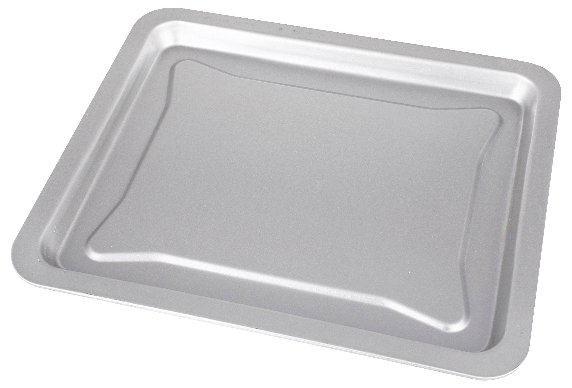 Plaque de cuisson en métal avec bords surélevés, principalement utilisée pour la cuisson ou le rôtissage au four.