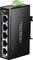 Un commutateur réseau noir de TRENDnet avec cinq ports Ethernet et un bloc de connexion vert en haut.