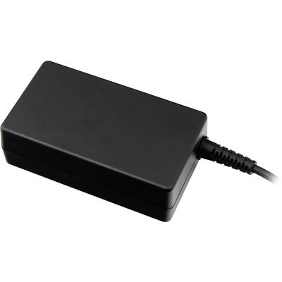 Un bloc d'alimentation rectangulaire noir avec un câble attaché. Il est généralement utilisé pour alimenter des appareils électroniques.