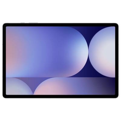 Tablette avec un arrière-plan abstrait en tons de bleu et de blanc. Principalement décorative avec un design d'art numérique.