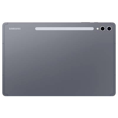 Une tablette Samsung grise avec deux objectifs de caméra à l'arrière.