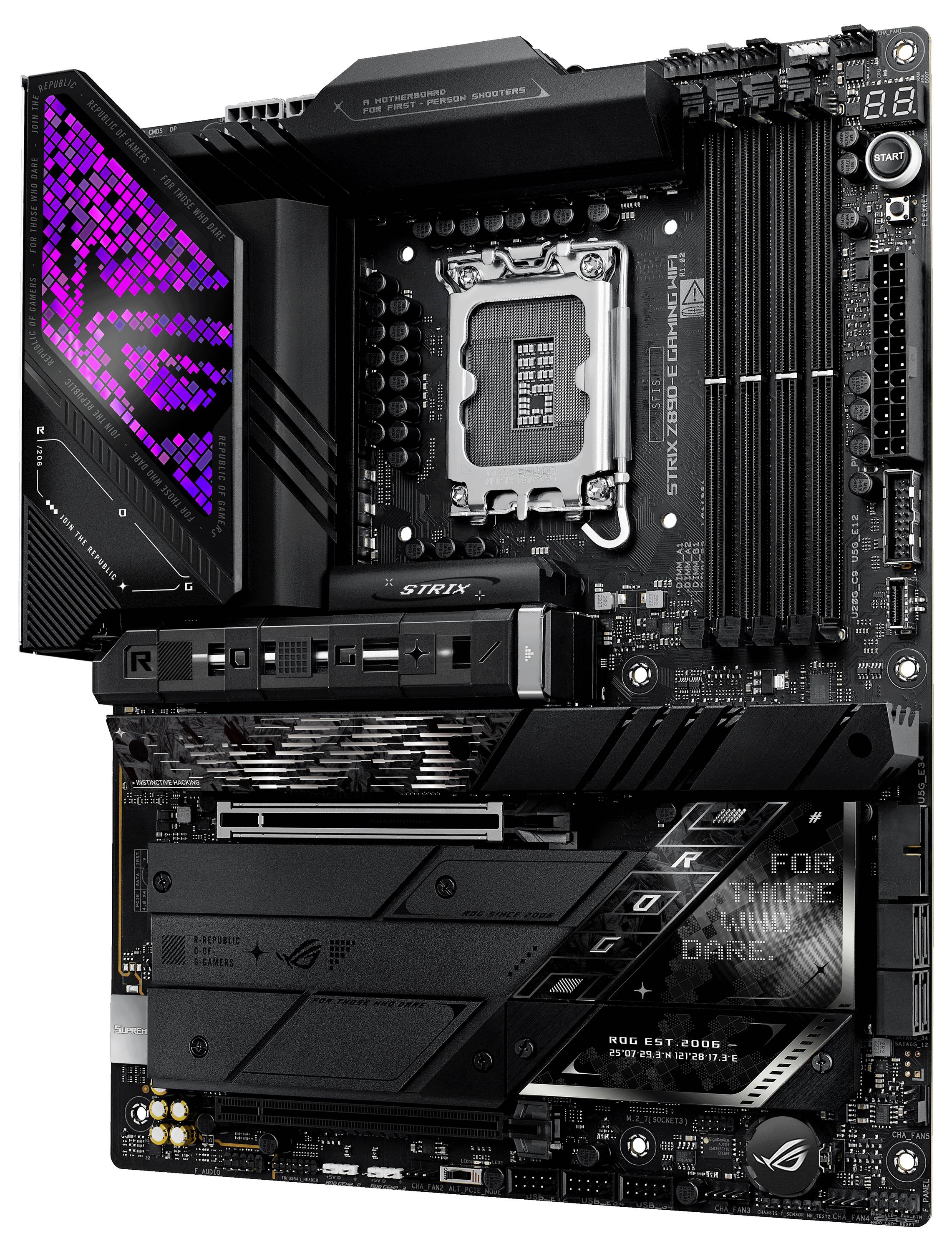 Carte mère de haute qualité avec de nombreuses connexions et éclairage RVB pour un équipement informatique performant.