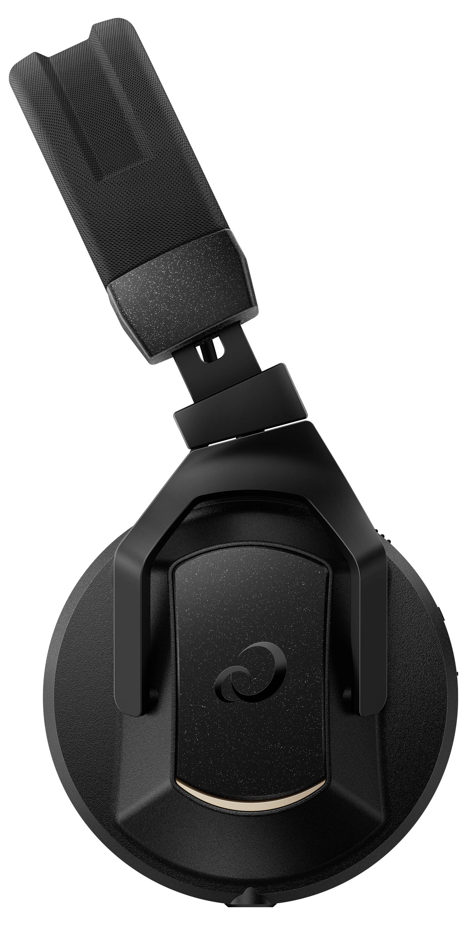 Casque noir moderne avec écouteur pivotant et arceau rembourré, adapté au plaisir musical et à la production audio professionnelle.