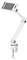 Support de tablette ajustable blanc avec pince de fixation pour table. Des articulations flexibles permettent différentes positions.
