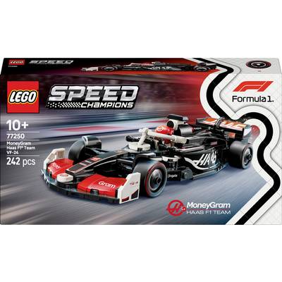 Ensemble LEGO Speed Champions 'MoneyGram Haas F1 Team VF-22' avec 242 pièces, recommandé à partir de 10 ans. Comprend une voiture de Formule 1.