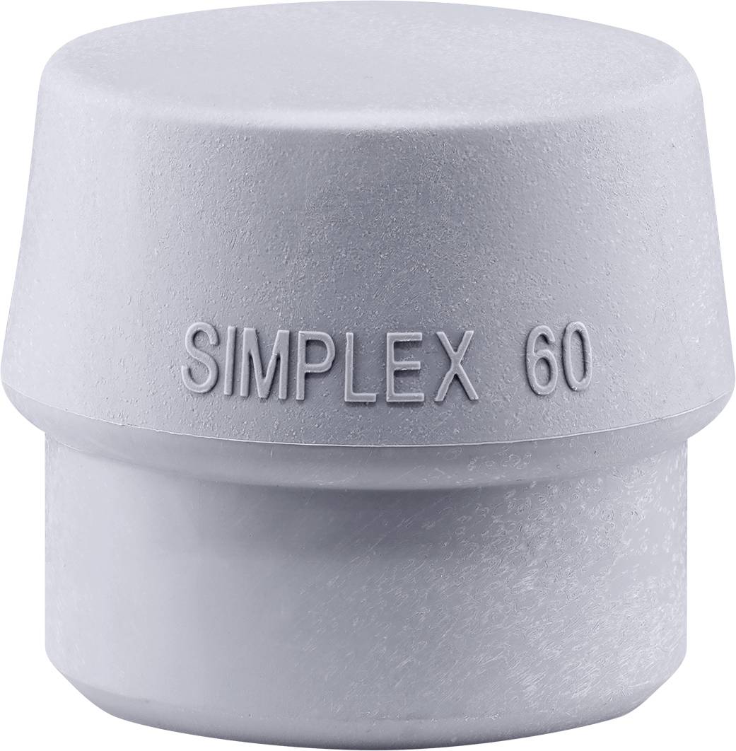 Un couvercle cylindrique gris en plastique portant l'inscription « SIMPLEX 60 ».